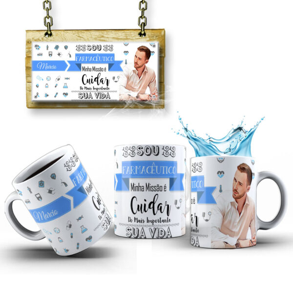 Caneca Profissões Com Caricatura Nome Envio Rápido Profissão Farmácia - 325ml - Image 3