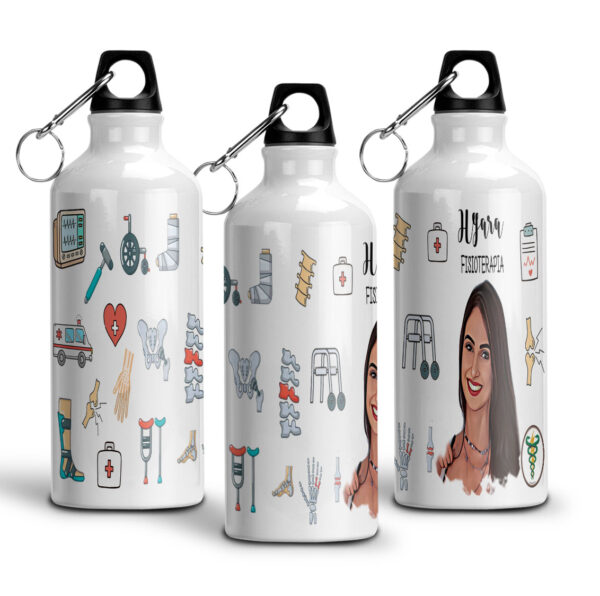 Garrafa Squeeze De Alumínio Profissões Com Caricatura - Fisioterapia - 600ml - Image 3