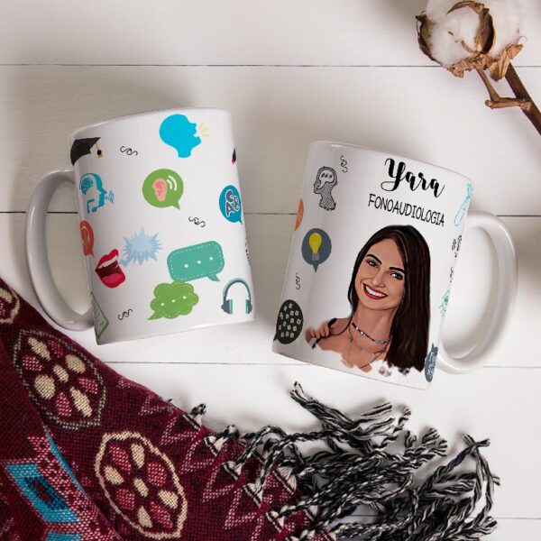 Caneca Personalizada Com Caricatura Envio Rápido - Fonoaudiologia - 325ml - Image 2