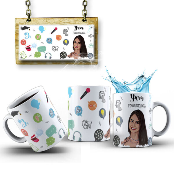 Caneca Personalizada Com Caricatura Envio Rápido - Fonoaudiologia - 325ml - Image 3