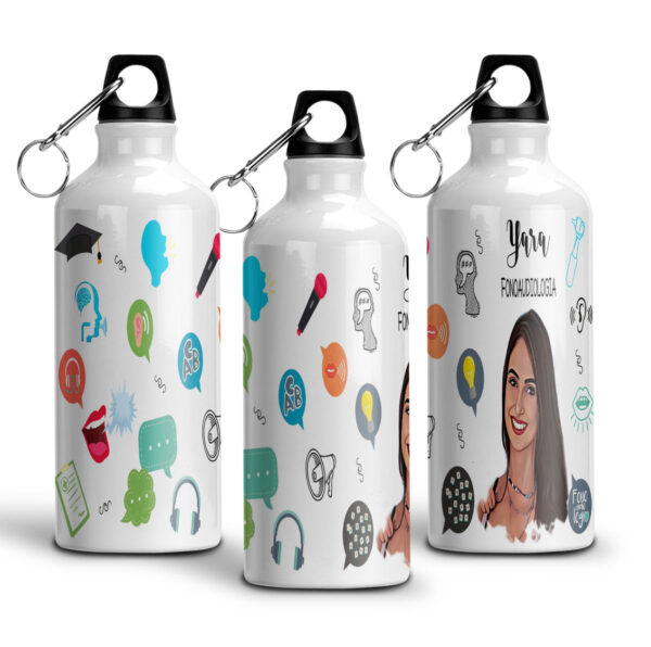 Garrafa Squeeze De Alumínio Profissões Com Caricatura - Fonoaudiologa - 600ml - Image 3