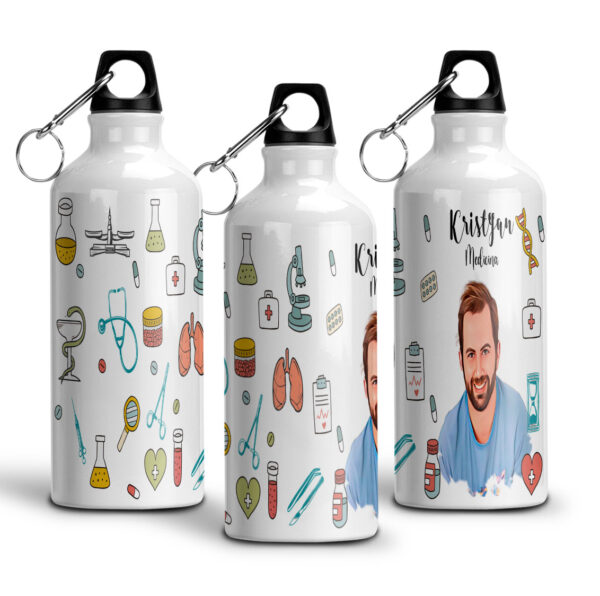 Garrafa Squeeze De Alumínio Profissões Com Caricatura - Medicina - 600ml - Image 3