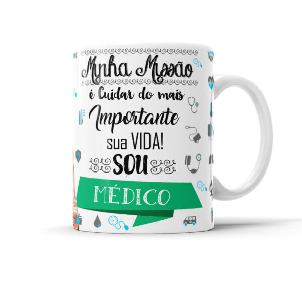 Caneca Profissões Com Caricatura Nome Envio Rápido Profissão Medicina - 325ml - Image 4