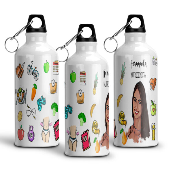 Garrafa Squeeze De Alumínio Profissões Com Caricatura - Nutrição - 600ml - Image 3