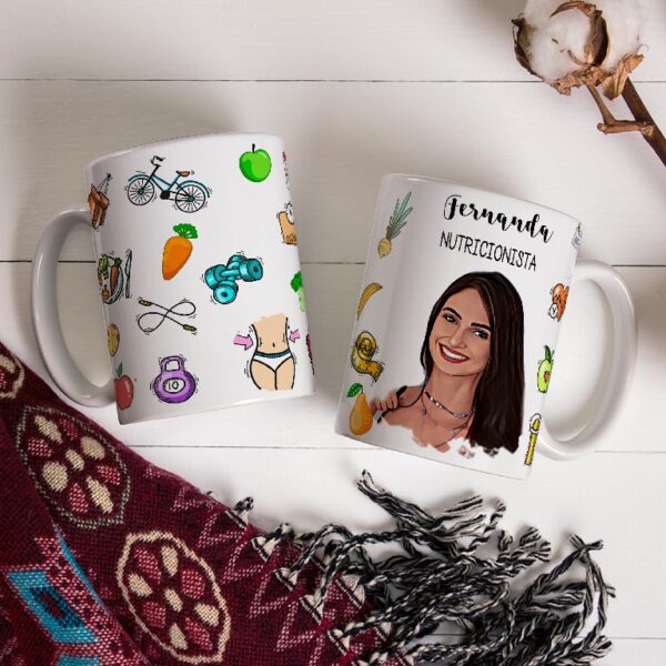 Caneca Personalizada Com Caricatura Envio Rápido - Nutricionista - 325ml - Image 2