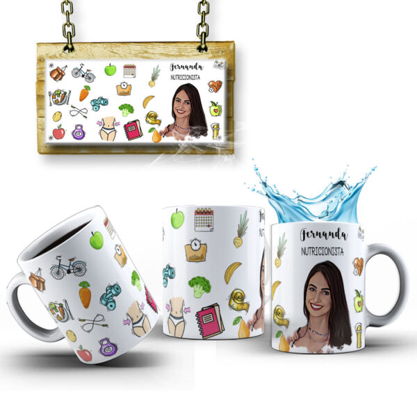 Caneca Personalizada Com Caricatura Envio Rápido - Nutricionista - 325ml - Image 3