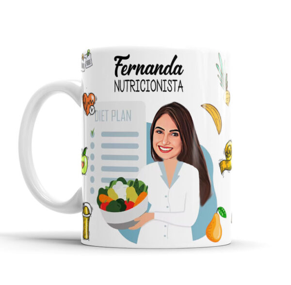 Caneca Avatar Caricatura Personalizada De Profissões - Nutricionista - 325ml