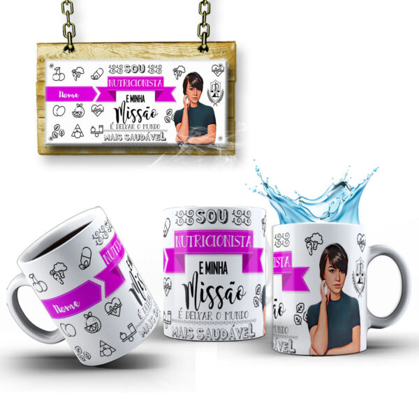 Caneca Profissões Com Caricatura Nome Envio Rápido Profissão Nutricionista - 325ml - Image 3