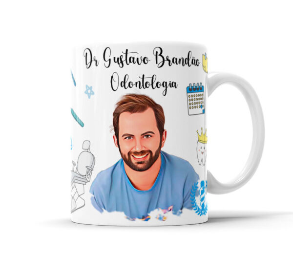 Caneca Personalizada Com Caricatura Envio Rápido - Dentista - 325ml - Image 4