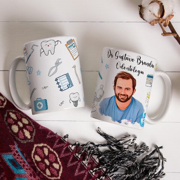 Caneca Personalizada Com Caricatura Envio Rápido - Dentista - 325ml - Image 2