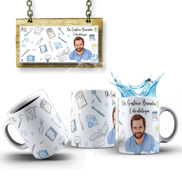 Caneca Personalizada Com Caricatura Envio Rápido - Dentista - 325ml - Image 3