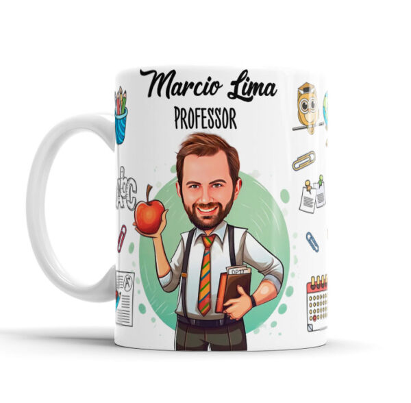 Caneca Avatar Caricatura Personalizada De Profissões - Professor - 325ml