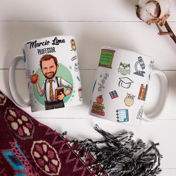 Caneca Avatar Caricatura Personalizada De Profissões - Professor - 325ml - Image 3