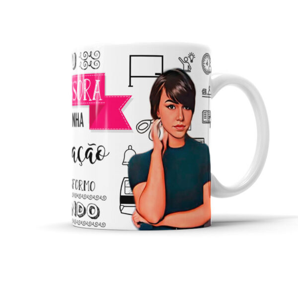 Caneca Profissões Com Caricatura Nome Envio Rápido Profissão Professora - 325ml