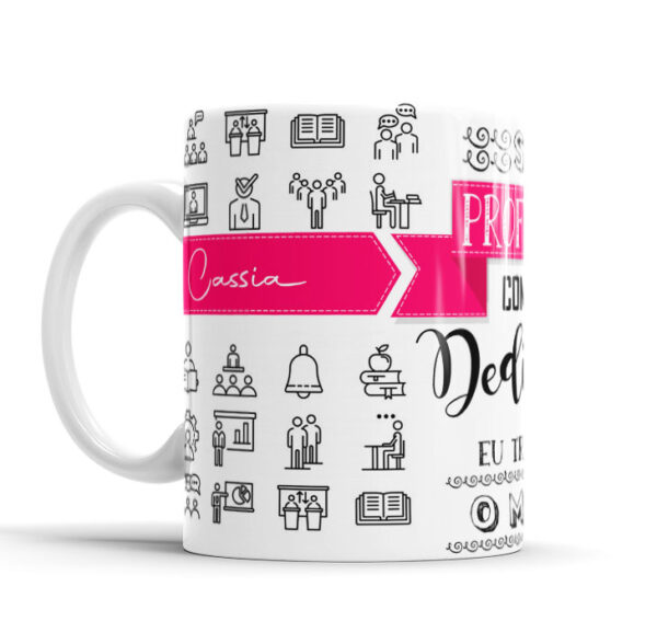 Caneca Profissões Com Caricatura Nome Envio Rápido Profissão Professora - 325ml - Image 2