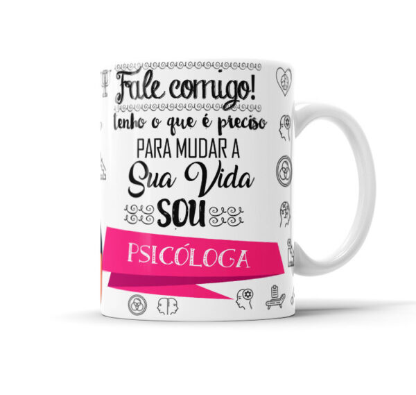 Caneca Profissões Com Caricatura Nome Envio Rápido Profissão Psicologia - 325ml