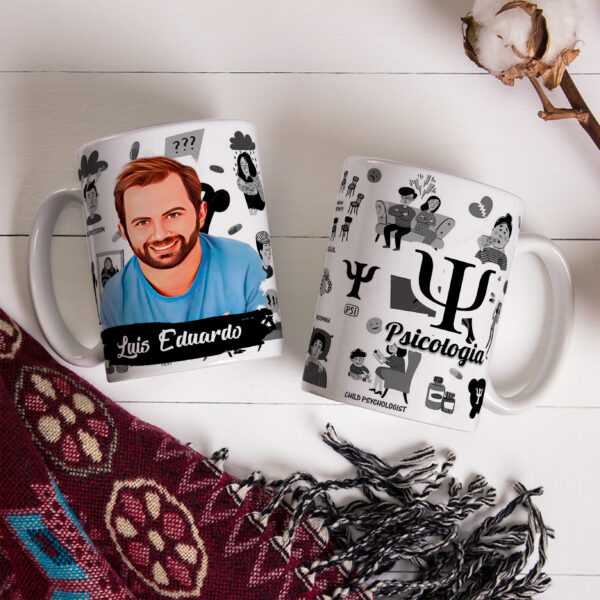 Caneca De Profissão Com Caricatura E Nome Psicologia Envio Rápido 010 - Image 3