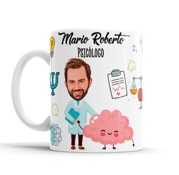 Caneca Avatar Caricatura Personalizada De Profissões - Psicologo - 325ml