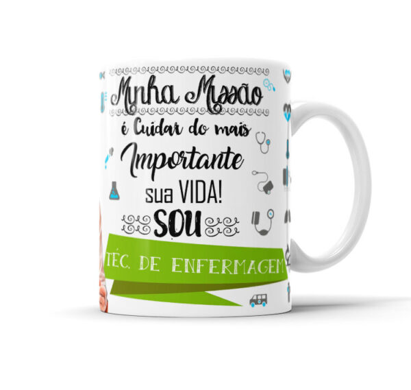 Caneca Profissões Com Caricatura Nome Envio Rápido Profissão Tecnico em Enfermagem - 325ml