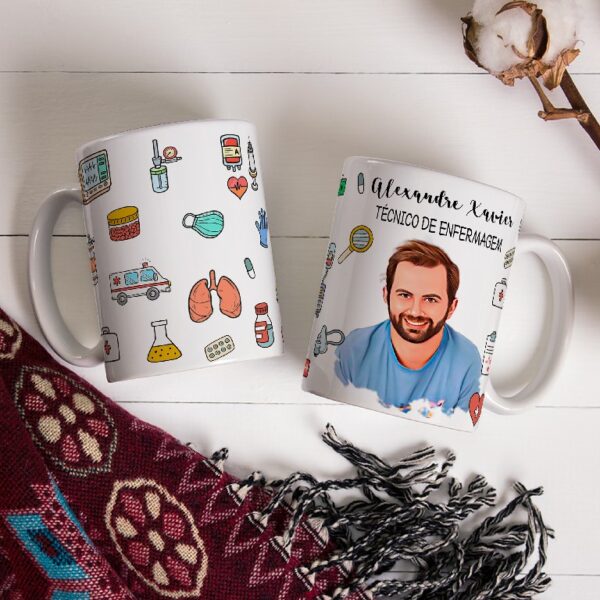 Caneca Personalizada Com Caricatura Envio Rápido - Enfermagem - 325ml - Image 3
