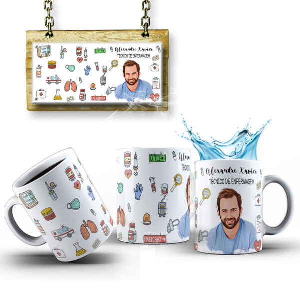Caneca Personalizada Com Caricatura Envio Rápido - Enfermagem - 325ml - Image 4