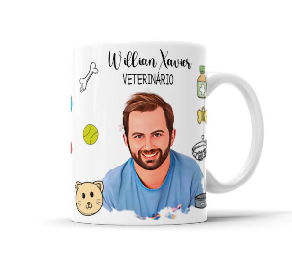 Caneca Personalizada Com Caricatura Envio Rápido - Veterinário - 325ml