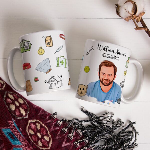 Caneca Personalizada Com Caricatura Envio Rápido - Veterinário - 325ml - Image 3