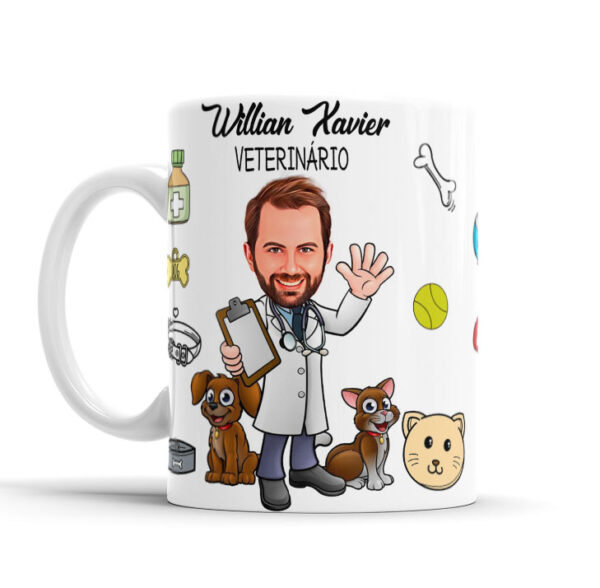 Caneca Avatar Caricatura Personalizada De Profissões - Veterinário - 325ml